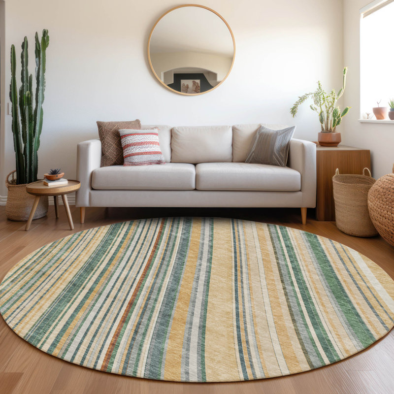 Premium Machine Washable Prisco Beige Rug, Round 8'