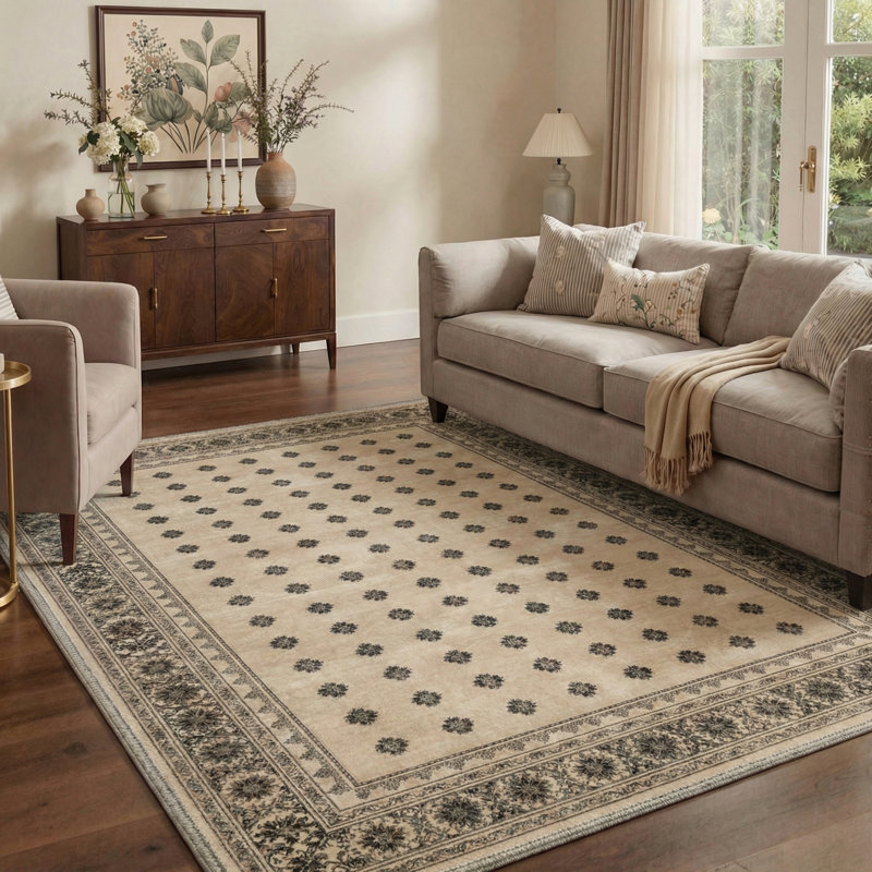 Tapis beige / brun Aldovin Novara Boho, Rond 5 pi