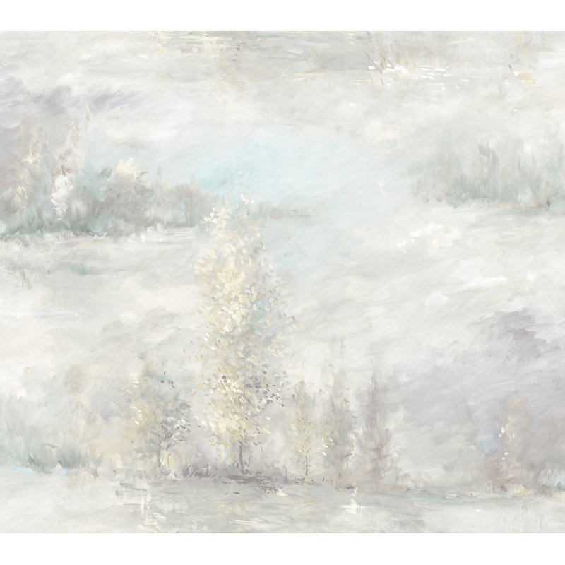 Rouleau de papier peint L 27 pi x l 27 po Flaherty Tree Line, Champagne / brume mauve