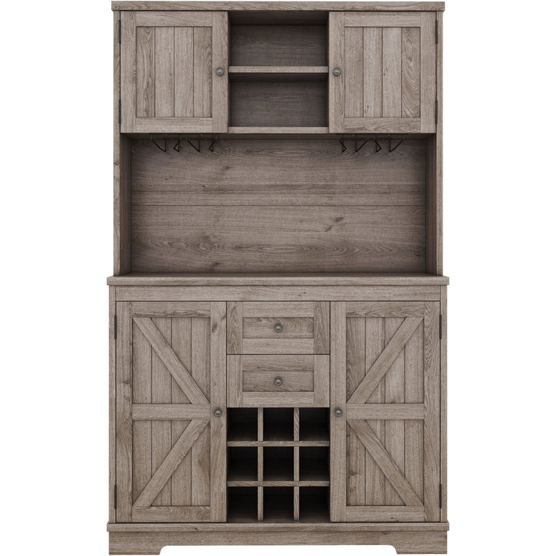 Buffet avec 2 tiroirs, rangement pour le vin et le verre, pour la cuisine, les armoires à tablettes en chêne, la salle à manger,