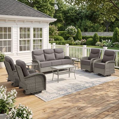 Ensemble de 10 chaises de jardin en osier de 10 po avec chaises pivotantes et tables