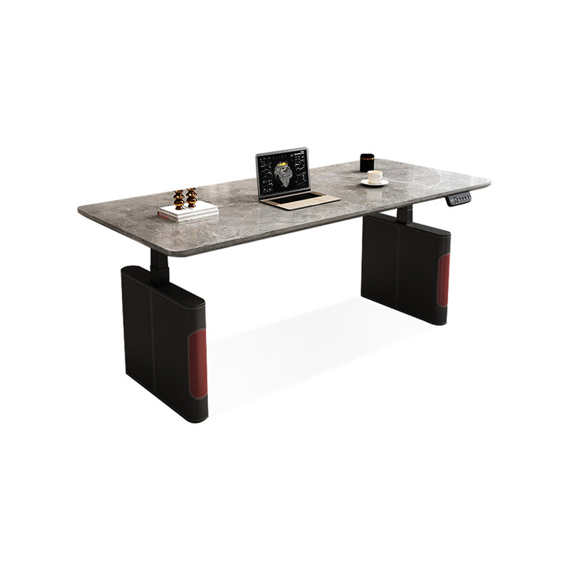 Bureau debout gris en pierre frittée, H 49,21 po x l 78,74 po x P 31,5 po