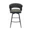 Ensemble de tabourets de bar 28 po en cuir technique 28 po avec tabourets de bar sans pieds réglables, 360 tabourets de bar pivotants avec repose-pieds-1298415598