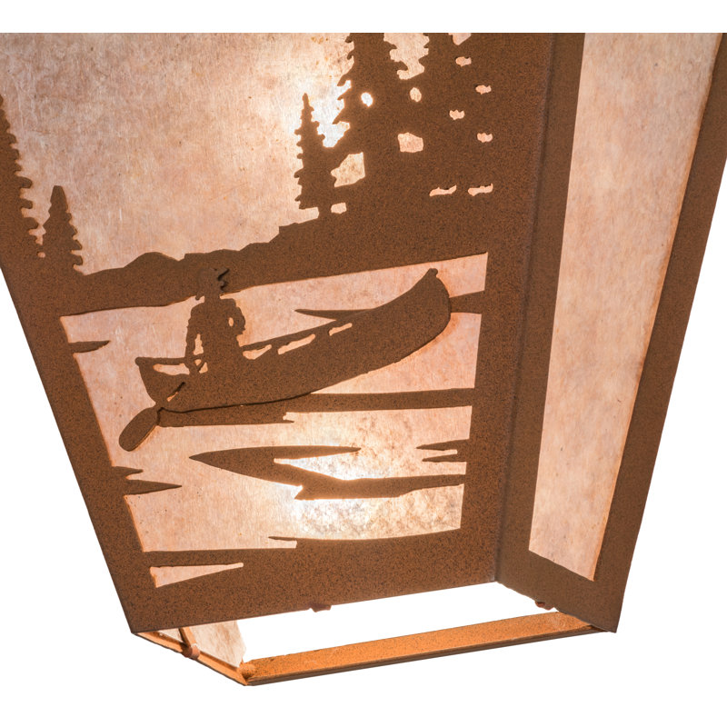 Applique murale 2 lumières Canoe At Lake, H 11 po x l 5 po x P 7 po, Brown