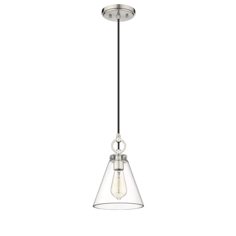 Luminaire suspendu 1 lumière Pays de Galles, Nickel brossé, H 121,5 po x l 8 po x P 8 po