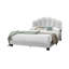 Grand lit plateforme avec tête de lit florale et DEL - Design contemporain de couleur blanche