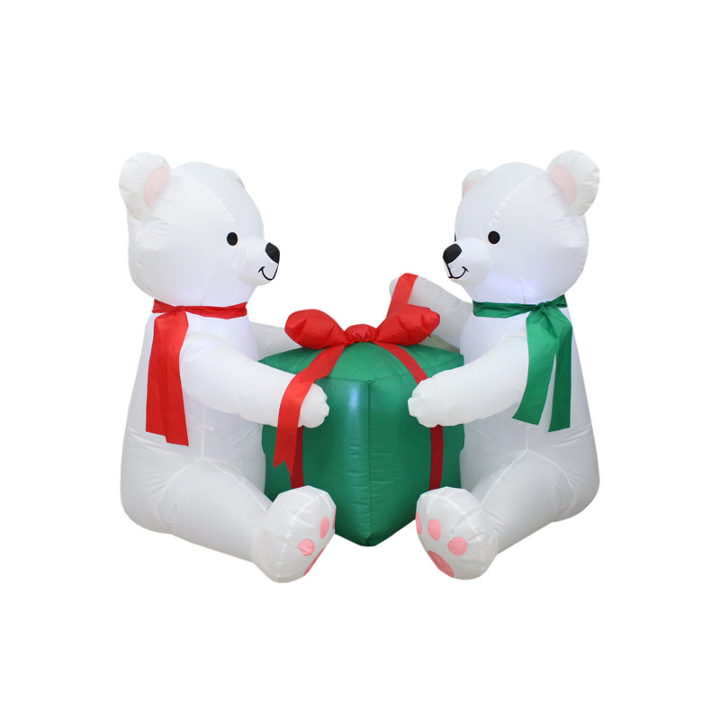 Décoration de jardin gonflable de Noël de 5 pieds avec deux ours polaires