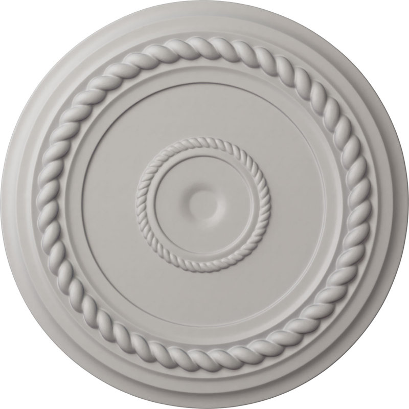 Endurathane Alexandria Rope Ceiling Medallion, 19 5/8"OD x 1 1/2"P (Fits Canopies up to 4 5/8"), Hand-Painted Ultra Pure White Finish