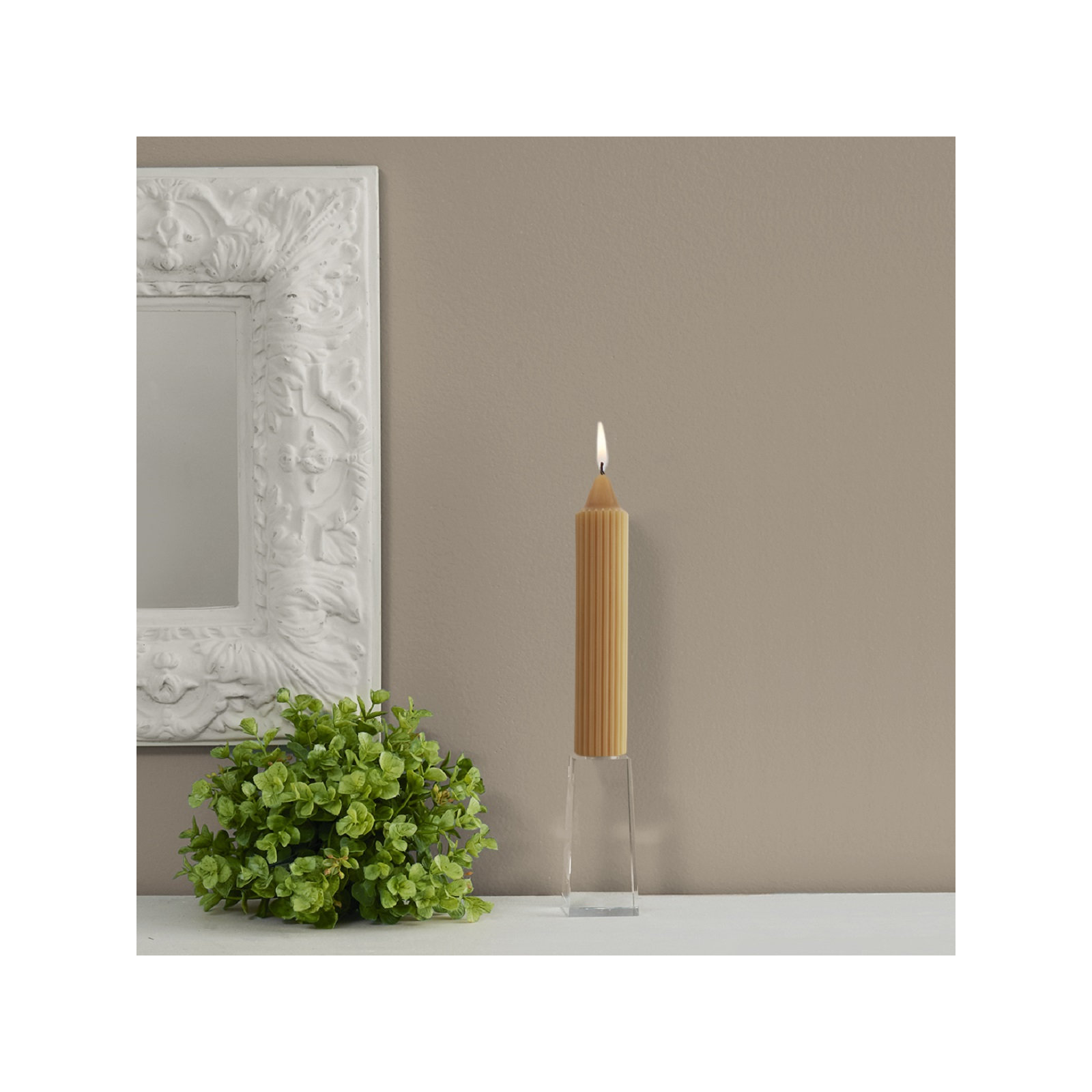 Grecian Collenette Unscented Taper Candle, Beeswax, 7" H x 1.25" W x 1.25" D