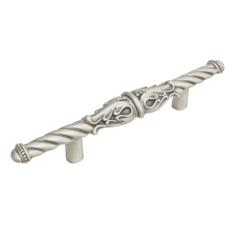 Acanthus 3 inches c.c. pull Romanesque style in Gilded Mercury, 3", Satin