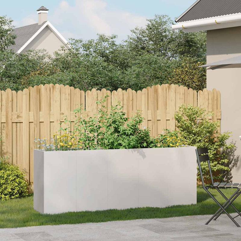 Metal Planter Box, 31.50" H x 78.74" W x 15.75" D, Light Gray