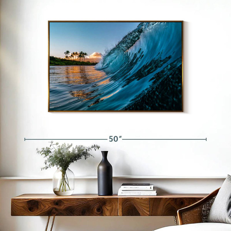 Vague du matin, Cadre flottant doré, 37 po x 25 po