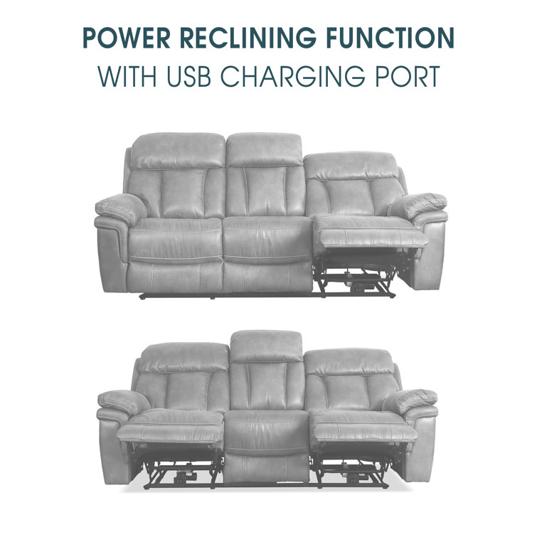 Claude Dual Power Headrest and Lumbar Support Reclining Sofa in