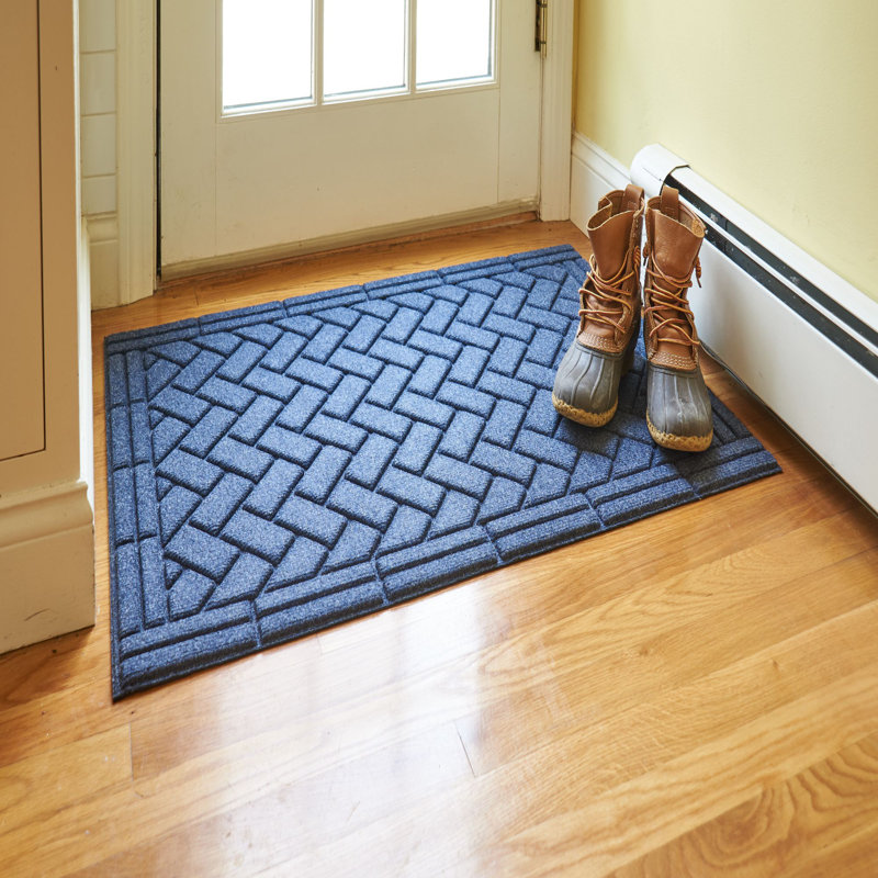 Fain Non-Slip Geometric Doormat, Blue, 24" x 36"