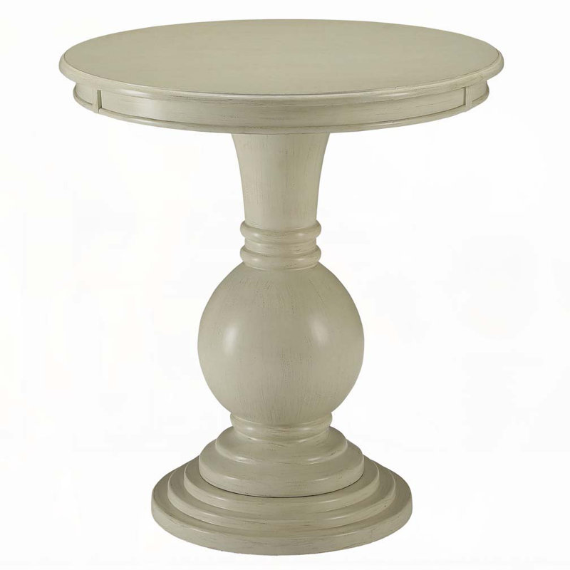 Table d'appoint blanc antique avec base piédestal