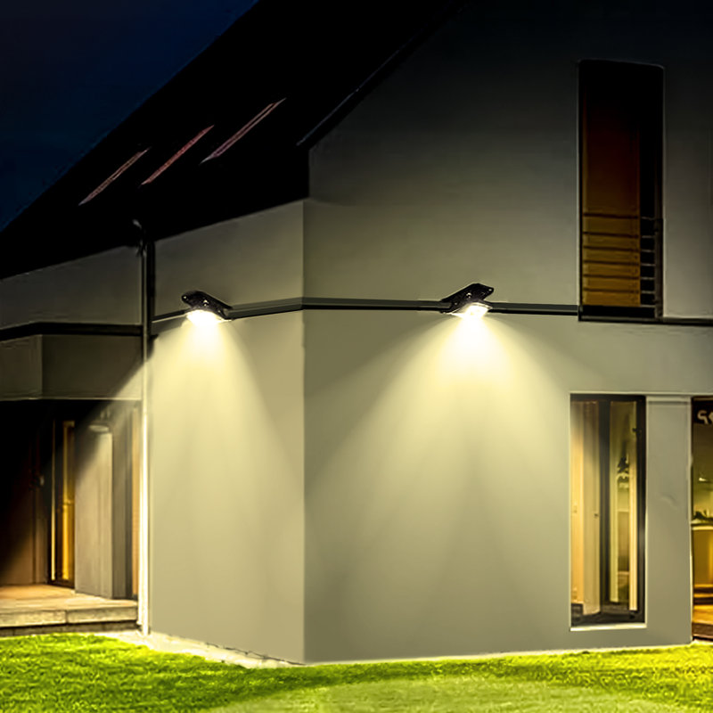 1 - Head LED Solar Powered Dusk to Dawn Outdoor Security Flood Light with Motion Sensor, Yellow