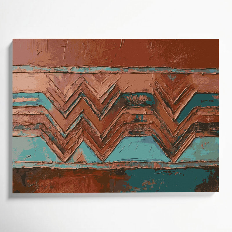 Art mural sur toile brun brun à motif sud-ouest Navajo, H 11 po x l 14 po