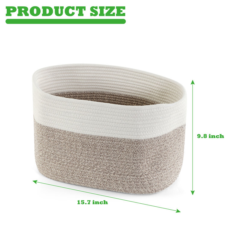 Latitude Run® Fabric Decorative Basket, Brown/White
