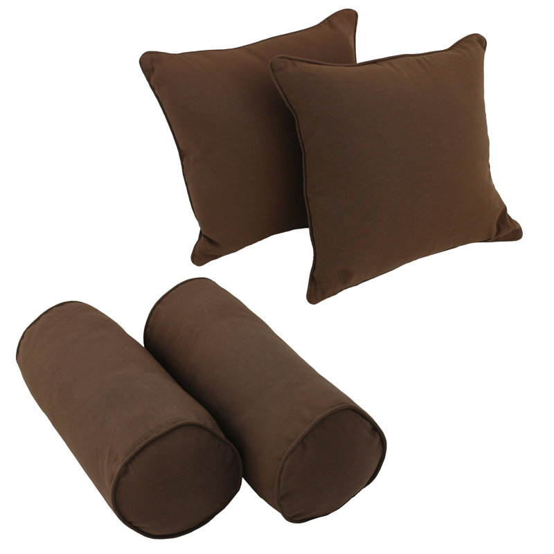 Cotton Blend Reversible Throw Pillow, Chocolate