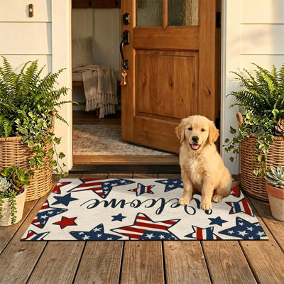  Tapis d'entrée antidérapant pour l'extérieur, 24 po x 36 po, bienvenue patriotique