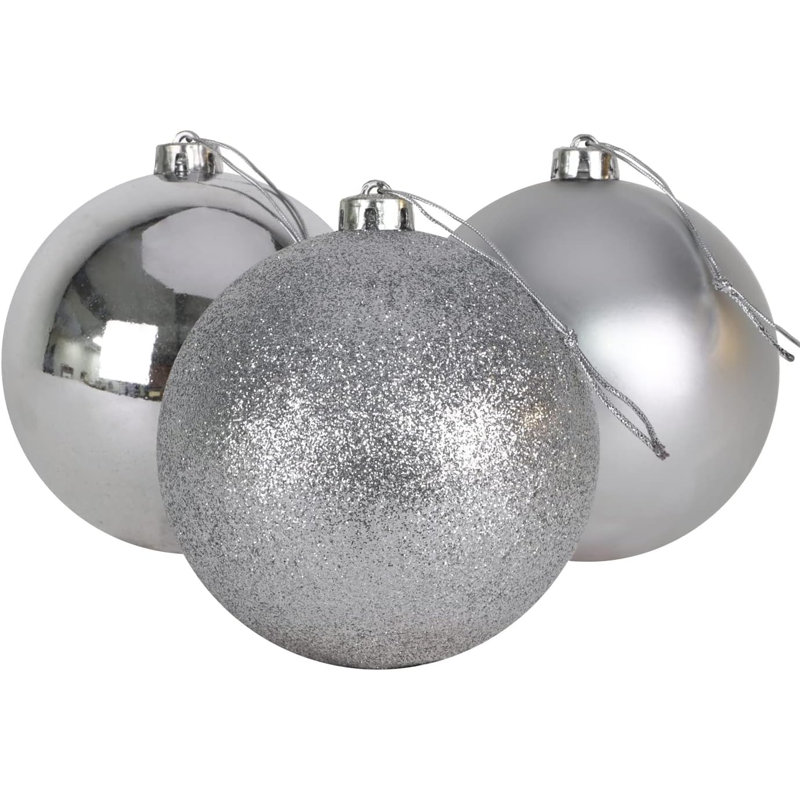 Polyvinyl Chloride (PVC) Bauble, Silver, 10cm H x 10cm W x 10cm D