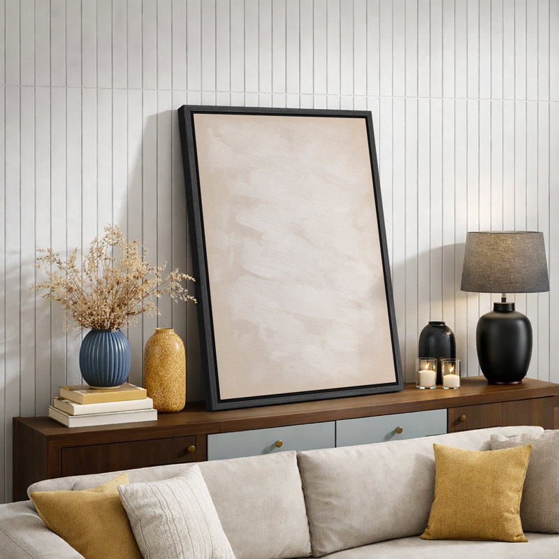 Œuvre d'art minimaliste minimaliste beige, géométrique neutre moderne, chambre à coucher ou étude murale, impression sur toile encadrée