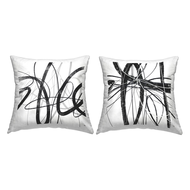 Coussin décoratif abstrait Chaotic Scribble imprimé par Lisa Ridgers (ensemble de 2)