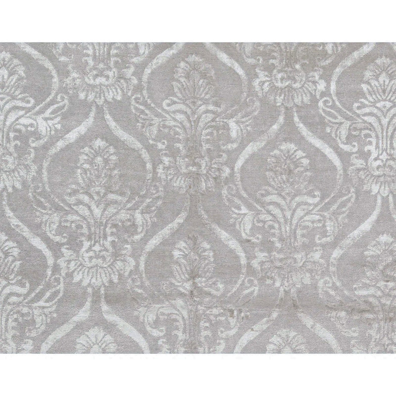 Himalayan Art Damask Area Rug in Silver