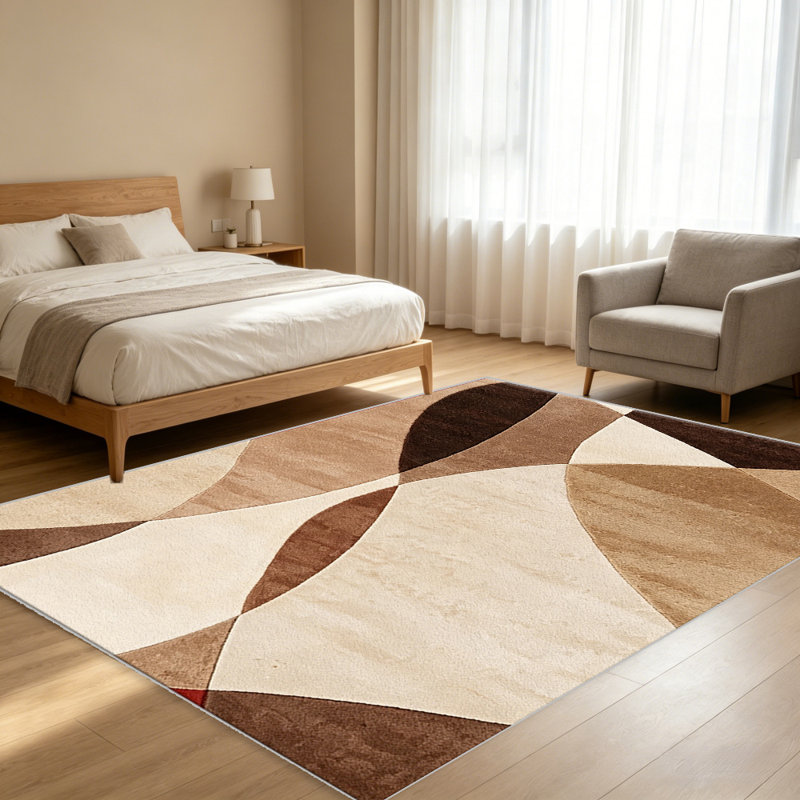 Beige Curve carpet-easy to clean, machine-washable, soft and comfortable; suitable for door mats, kitchens, living rooms, bedrooms, corridors, and laundry areas. Easy to clean, durable carpet for home decoration.
