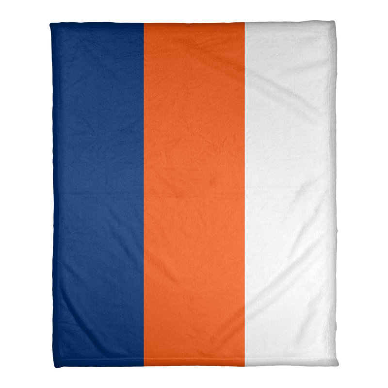 Jeté polaire baseball, l 30 po x L 40 po, Bleu / Orange / Blanc, New York