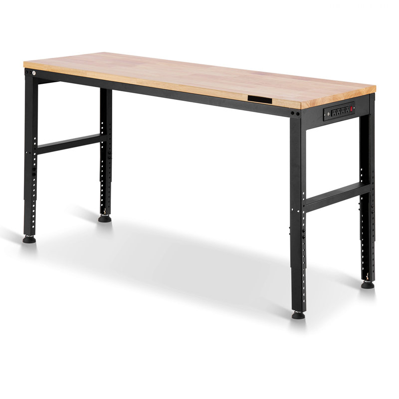 Table d'entrée, établi à hauteur réglable avec cadre en métal pour atelier, bureau et maison