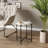 Set of 2 Pcs Marble Effect Tops Square Side End Coffee Table Metal Frame-1252340998