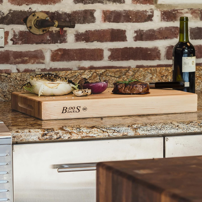John Boos Maple Wood Edge Grain Reversible Cutting Board, Walnut, 18" x 12"