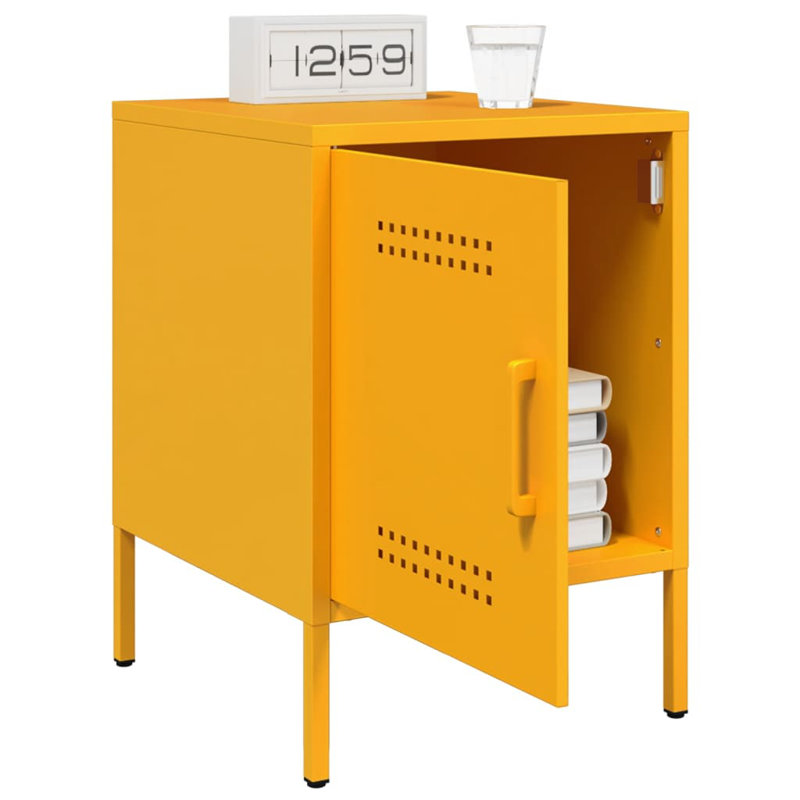 Prinsh 36cm W Steel Bedside Table, Mustard Yellow