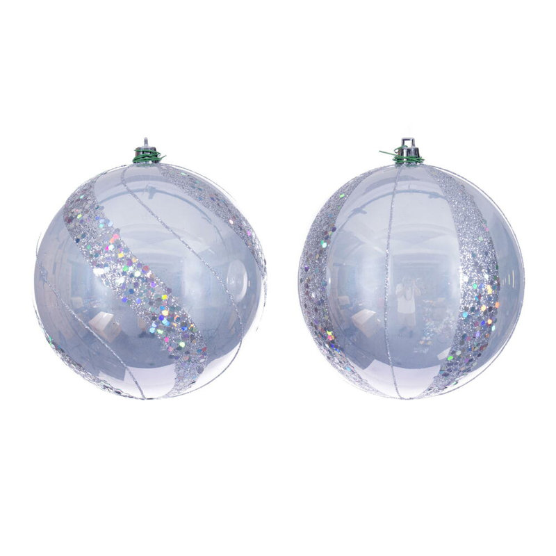 Vickerman Pearl Sequin Ball Ornament Assortment., Midnight Blue Pearl, 6" H x 6" W x 6" D