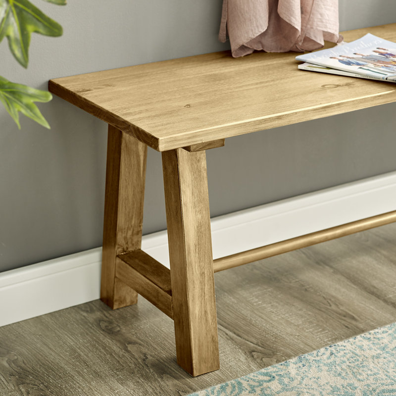 Falone Solid Wood Bench, Weathered Rye, 17'' H x 16'' W x 45'' D