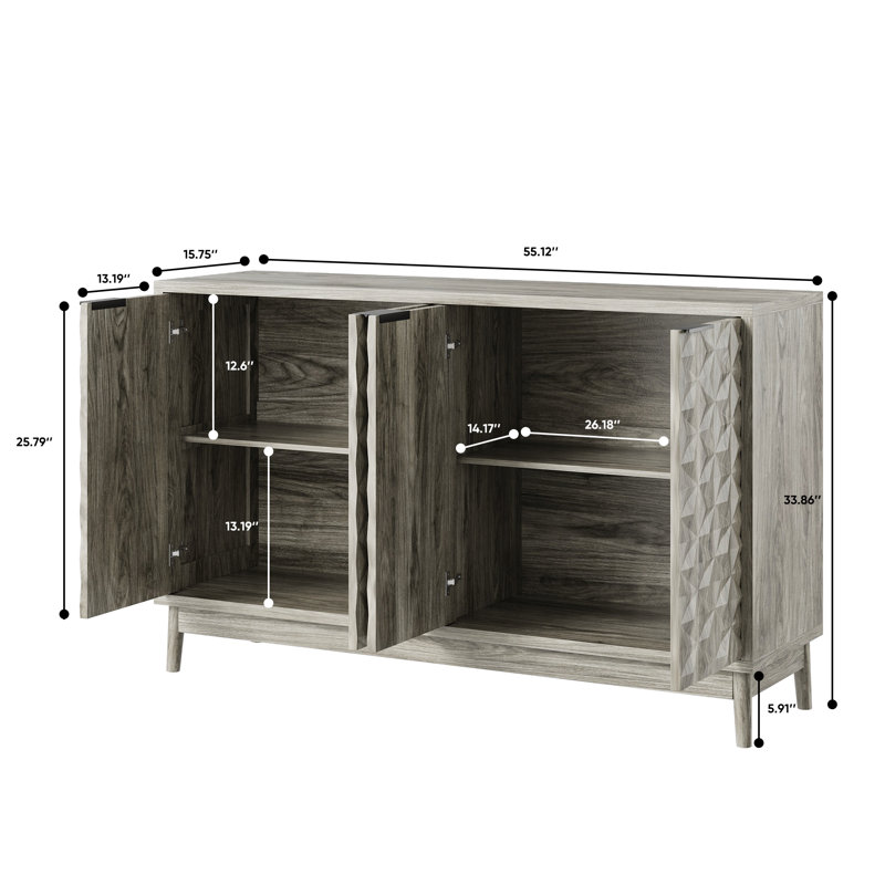 Buffet Cabinet, Sideboard Buffet Cabinet With Storage, Storage Cabinet With 4  Doors
