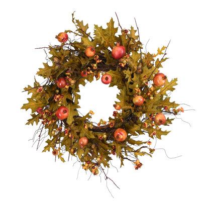Autumn Leaves And Pomegranate Wreath 