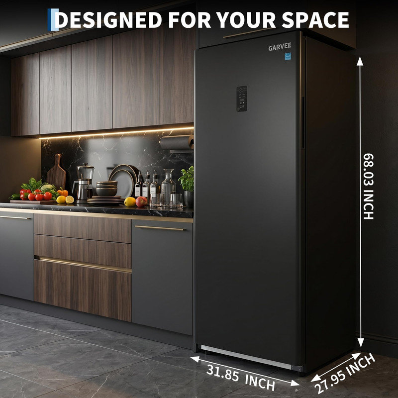 Congélateur vertical 17 pi cu, congélateur vertical autoportant avec rangement réglable et cadran mécanique pour le garage ou la cuisine