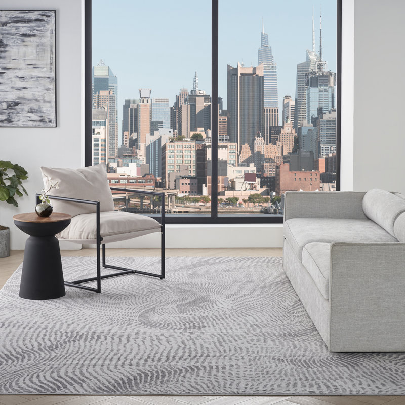 Alim Abstract Machine Made Area Rug, Rectangle 239 x 300 cm, Grey