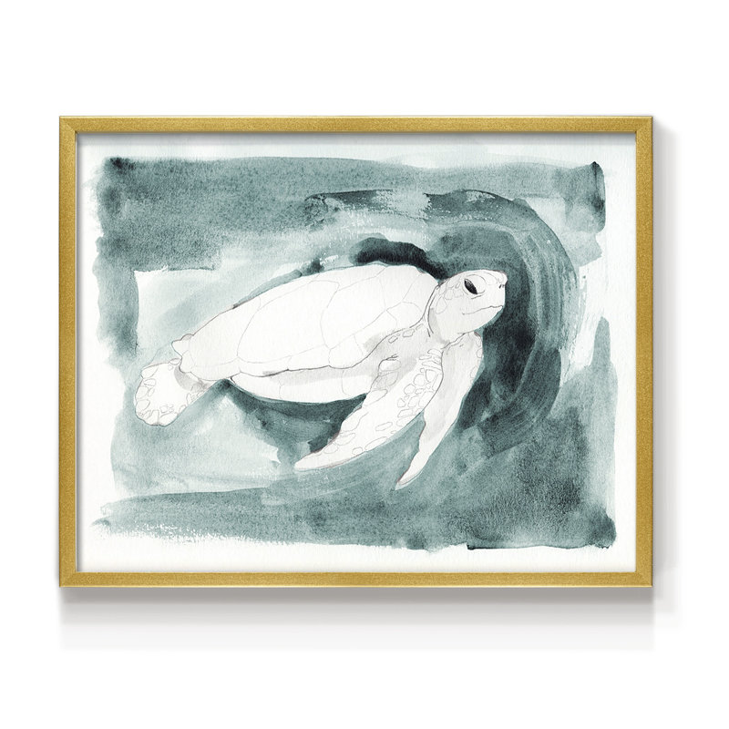 Sea Turtle Searching I -Framed Print - Restickable