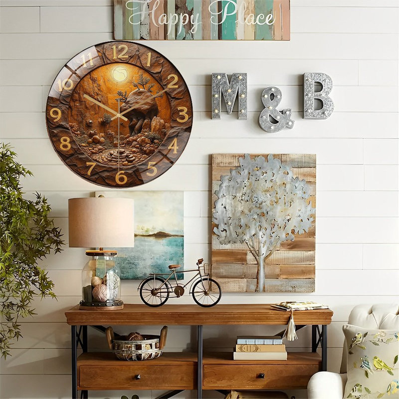 Horloge murale de jardin en bois