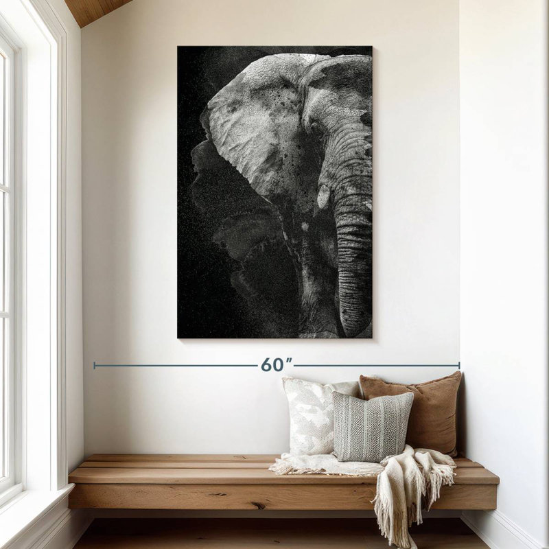 Brampt Elephant Face Black And White, 48" H x 32" W