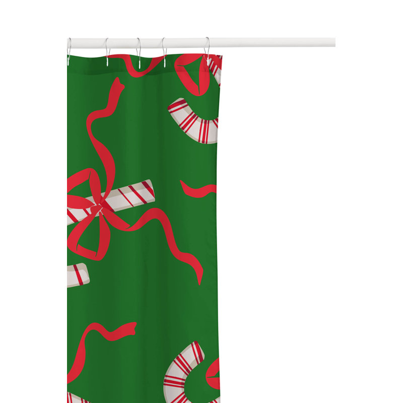Rideau de douche léger et ultra fin Candycanes & Bows, Vert