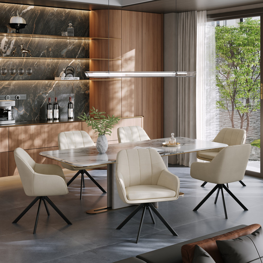 Modern Fabric Swivel Upholstered Dining Chair With Arm