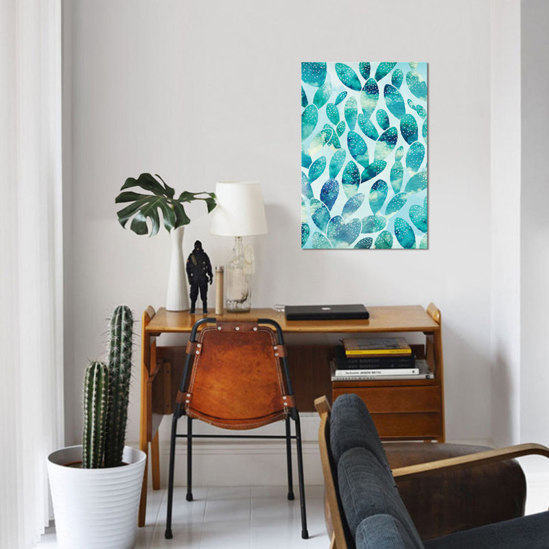 « aquarelle cactus », peinture sur toile, H 18 po x l 12 po x P 1,5 po, Toile tendue, Pas de tapis