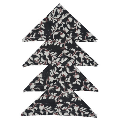 Fabdivine Elegant 18X18 Inch Block Print Napkin – Durable and Stylish, Pushp Varsha, Black