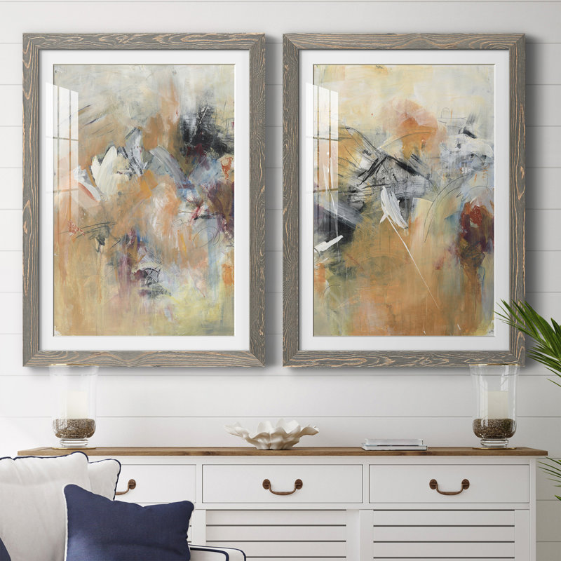 Frozen Spring I - ensemble de 2 peintures encadrées, H 37,5 po x l 27,5 po x P 1 po, Encadré gris