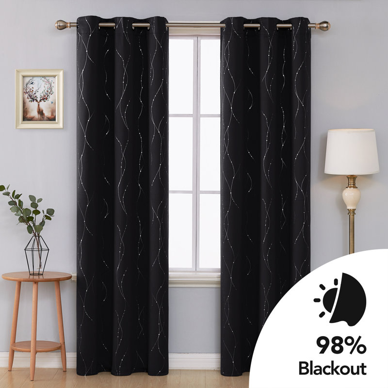 Room Darkening Curtain Panel Pair, Black, 38" W x 90" L