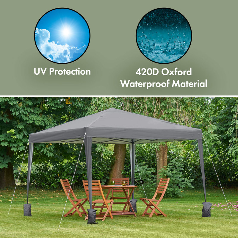  3m x 3m Metal Pop-up Gazebo, Grey